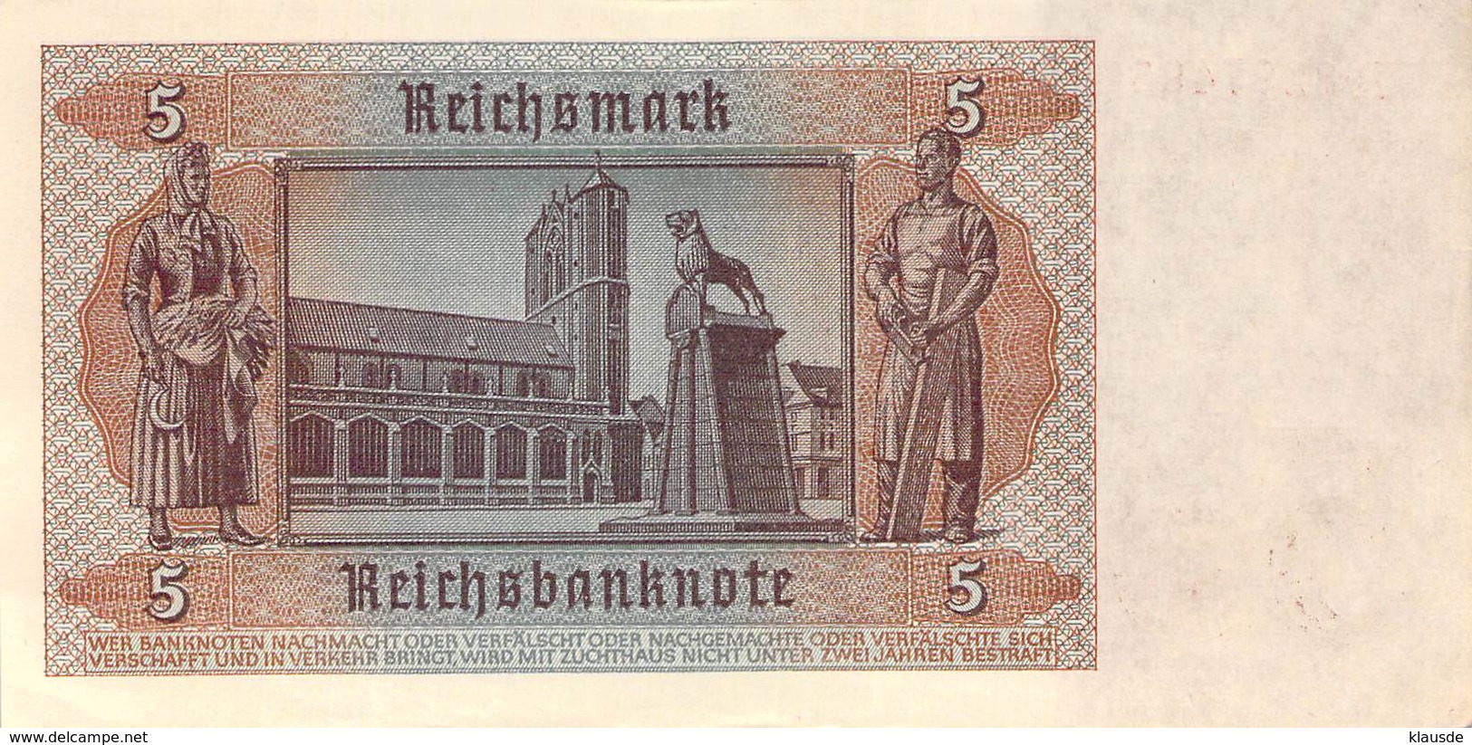 5 Reichsmark  UNC (I) 1942 - 50 Reichsmark