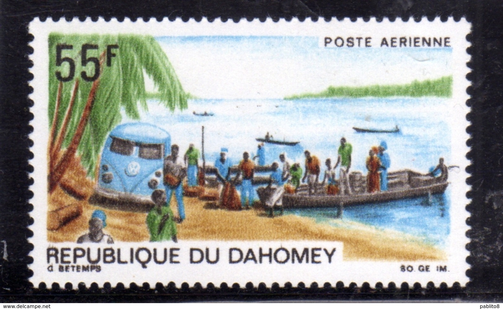 BENIN DAHOMEY 1968 UPU MAIL TRUCK RIVER BANK 55f MNH - Benin – Dahomey (1960-...)