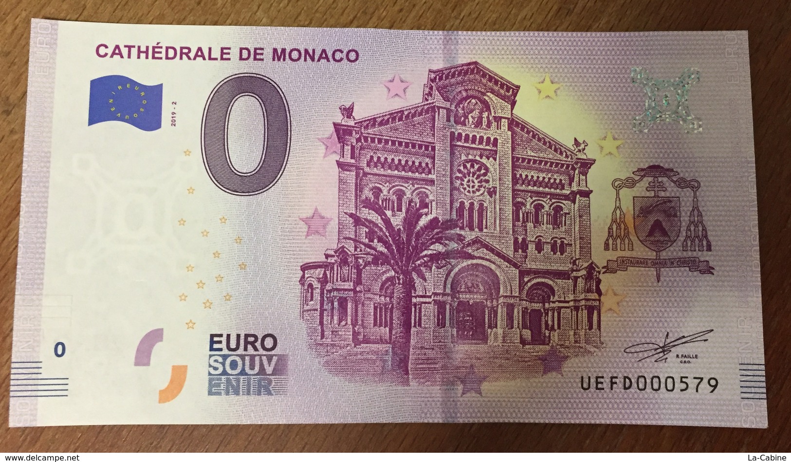 CATHÉDRALE DE MONACO BILLET 0 ZERO  EURO SOUVENIR 2019 BANKNOTE BANK NOTE 0 ZERO EURO SCHEIN PAPER MONEY - Andere & Zonder Classificatie