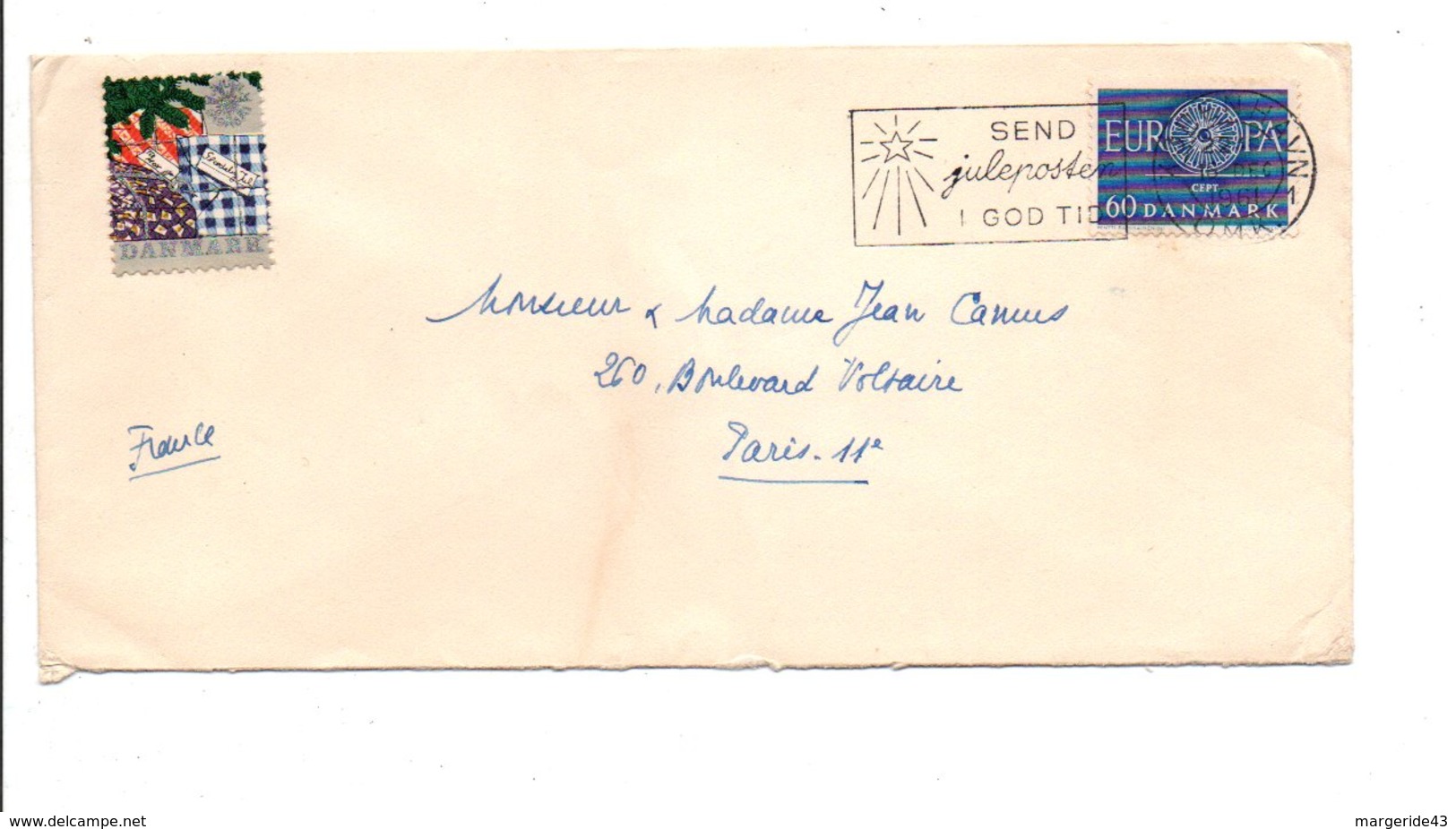 DANEMARK LETTRE POUR LA FRANCE 1961 - Lettres & Documents