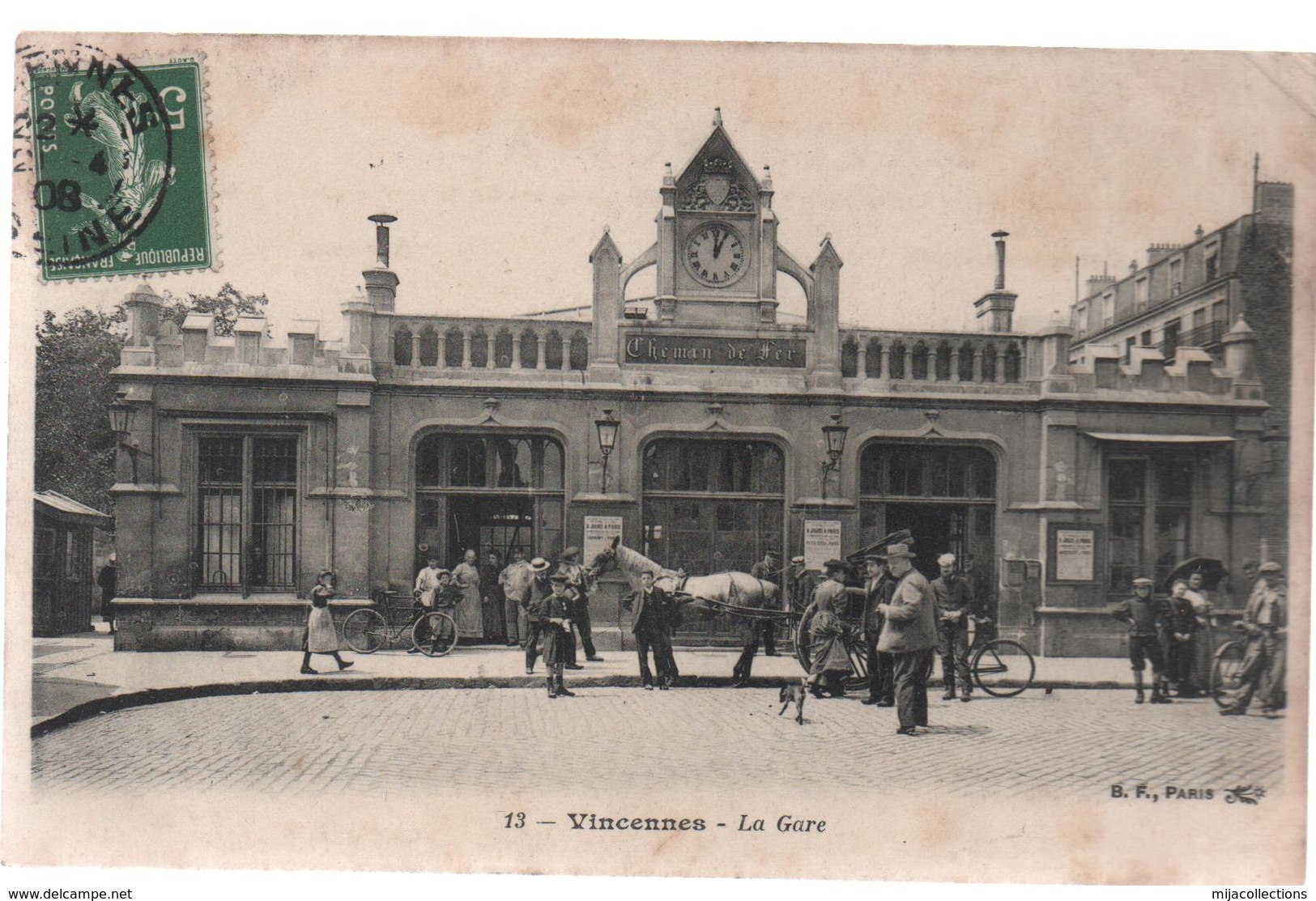 Cpa B87 VINCENNES La Gare-attelage-animée-horloge - Vincennes