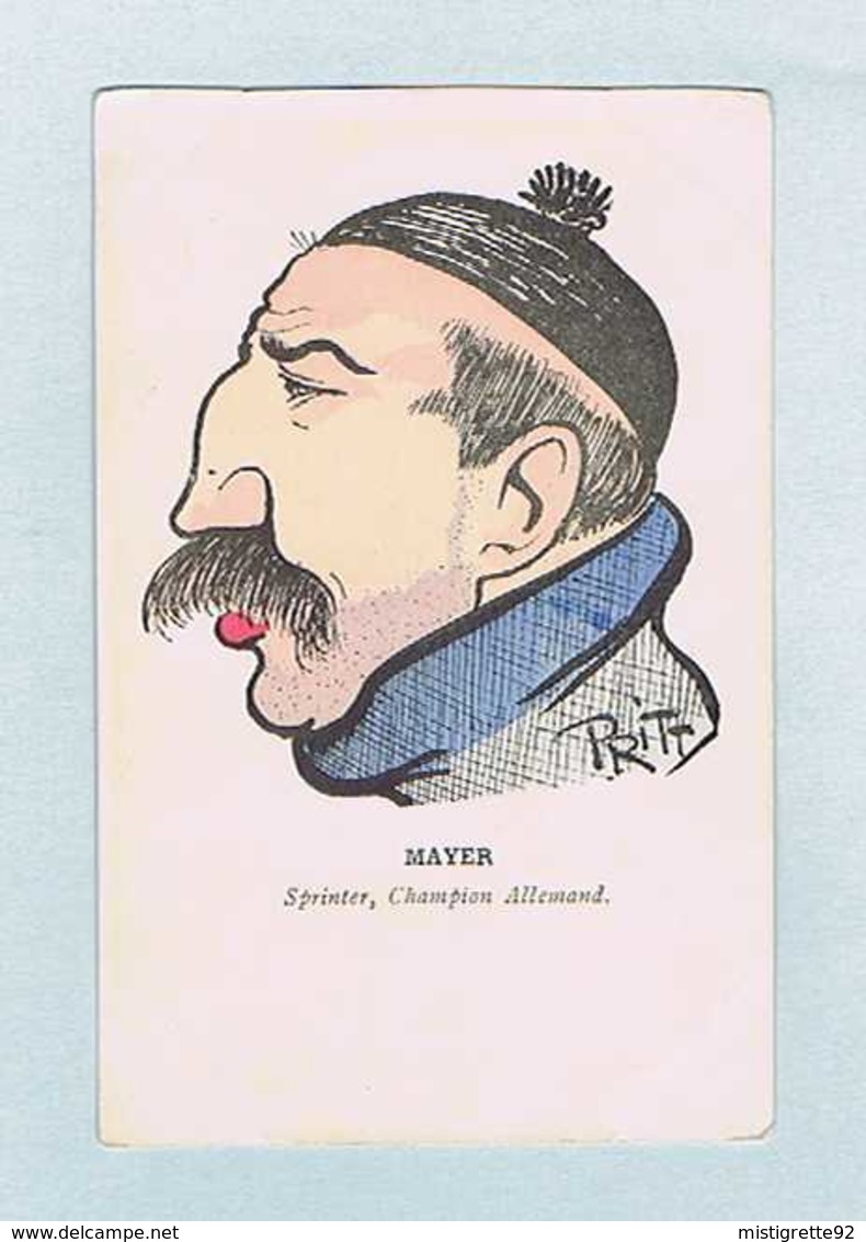 CP Édition BEAUVAIS : Henri MAYER, Sprinter, Champion Allemand. PRITT, Illustrateur, Caricaturiste. Vélo. - Cyclisme