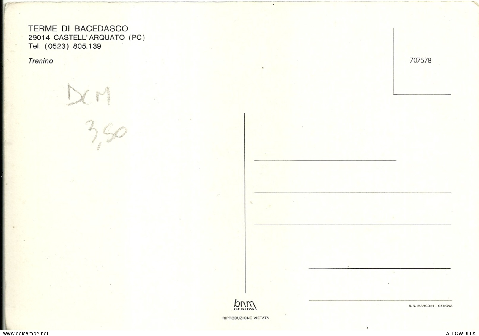 4979 " TERME DI BACEDASCO-TRENINO "ANIMATA-CARTOLINA POSTALE ORIG. NON SPED. - Autres & Non Classés