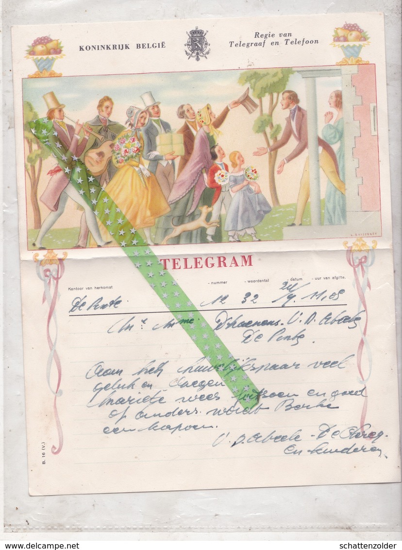 Telegram 1953, De Pinte, Aan D'Haenens-Van Den Abeele, Van Van Den Abeele-Declerc - Autres & Non Classés
