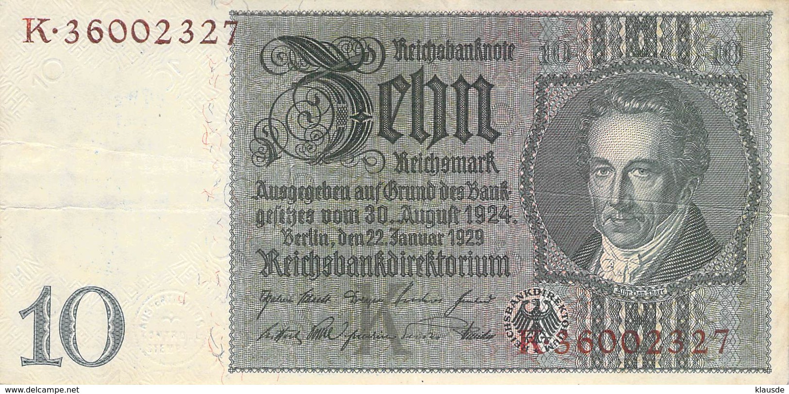 10 Deutsche Reichsmark UNC (I) - 10 Mark
