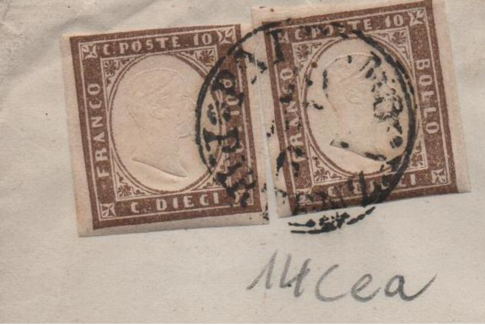 IV: 10c Brunociocc.chiaro X Due Su Lettera Da PalermPar.ze  '61 (p.2) = € 625 - Sardinië