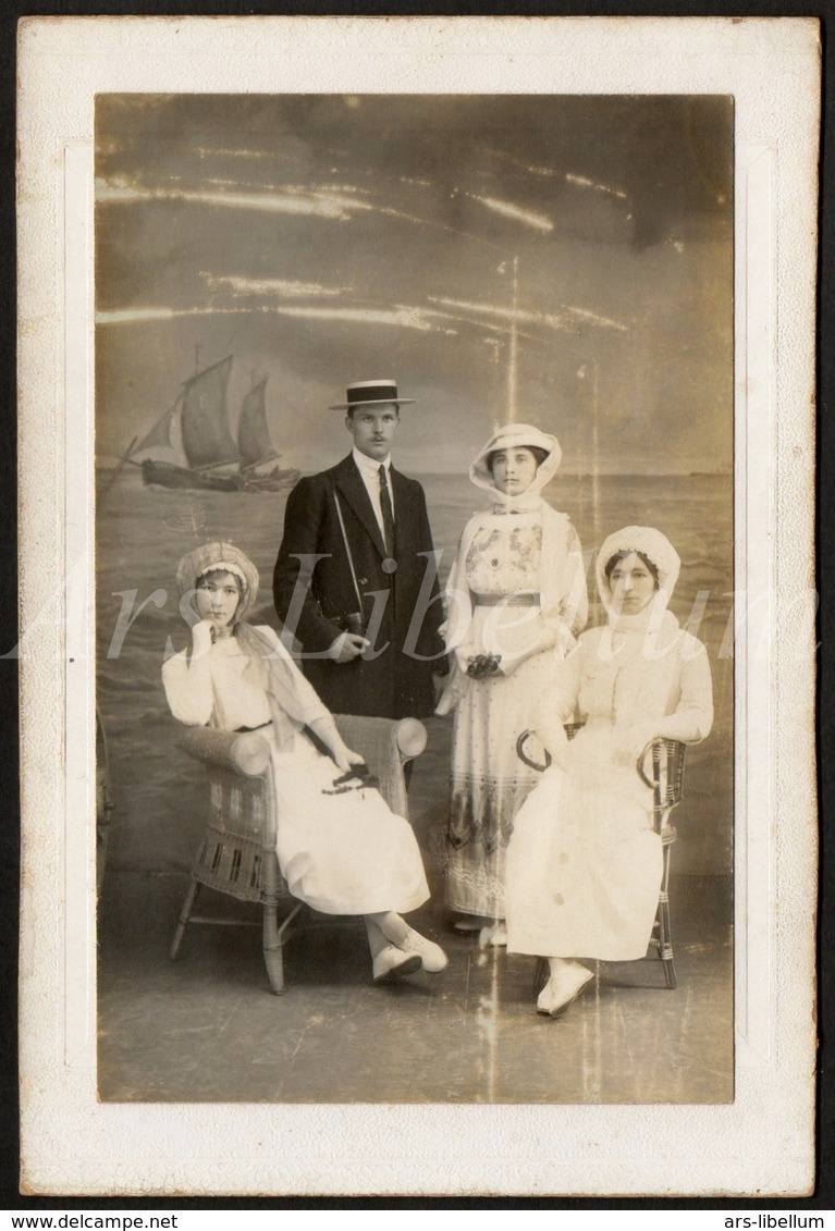 Cabinet Card / Photo De Cabinet / Kabinet Foto / Famille / Family / Seaside / Canotier - Ancianas (antes De 1900)