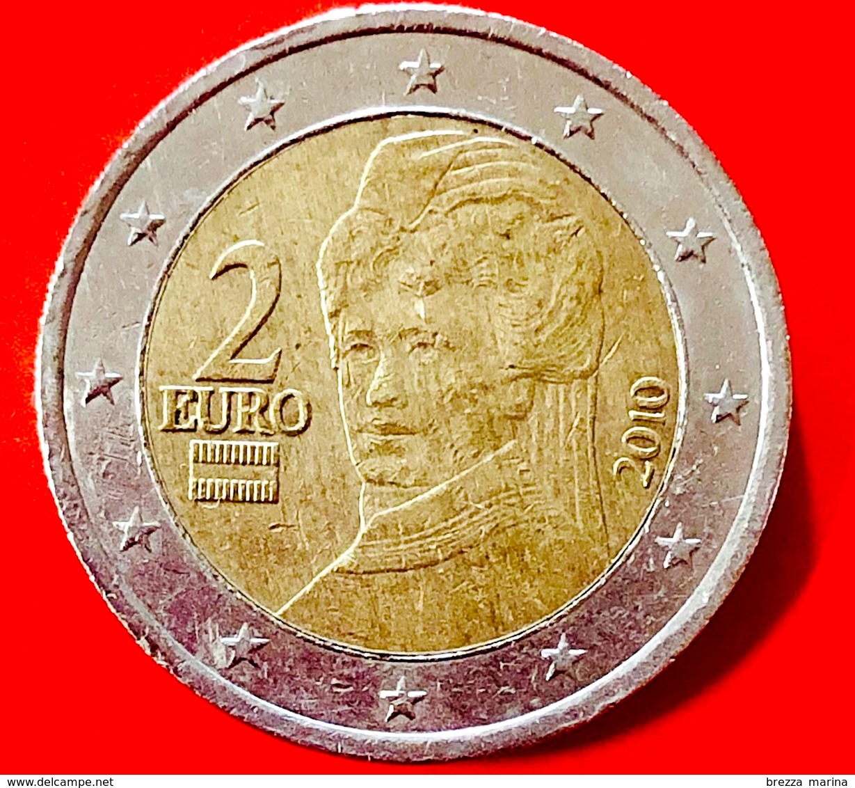 AUSTRIA - 2010 - Moneta - Bertha Von Suttner, Pacifista - Ritratto - Euro - 2.00 - Austria