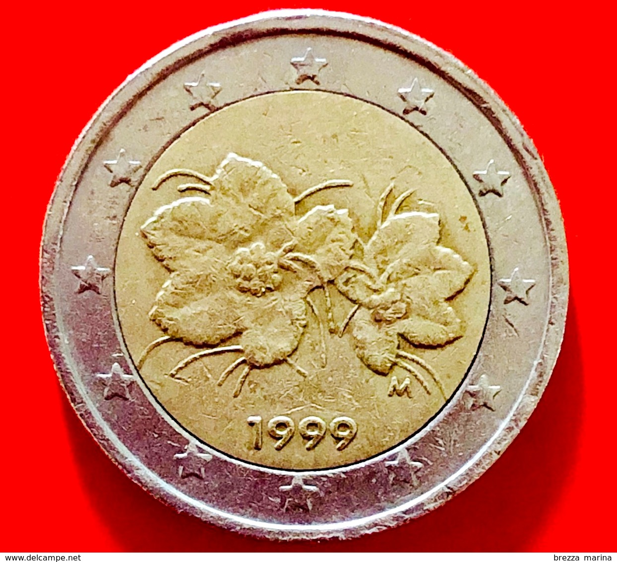 FINLANDIA - 1999 - Moneta - Bacca Del Lampone Artico Rubus Camemorus, Con I Suoi Fiori - Euro - 2.00 - Finlandia