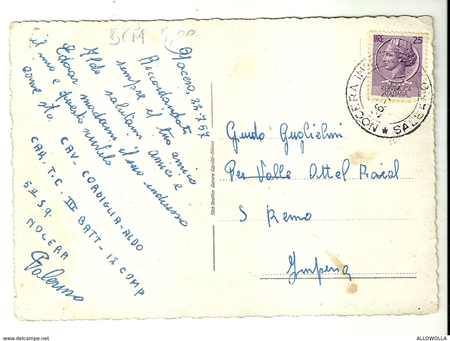 4992" SALUTI DA NOCERA INFERIORE"3 VEDUTE-CART. POST. ORIG. SPED.1957 - Saluti Da.../ Gruss Aus...