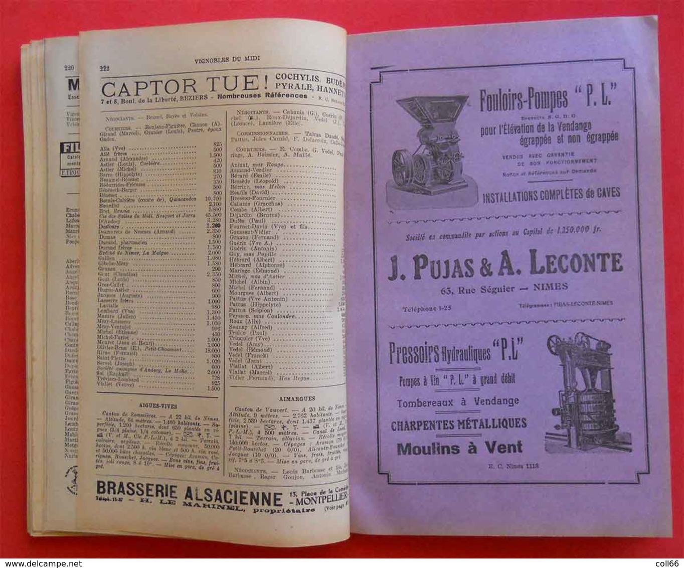 1926 Rare Book Annuaire des Vignobles du Midi Départements:34-11-30-66-13 éditeur Montane Impr Montpellier Vin Vigne