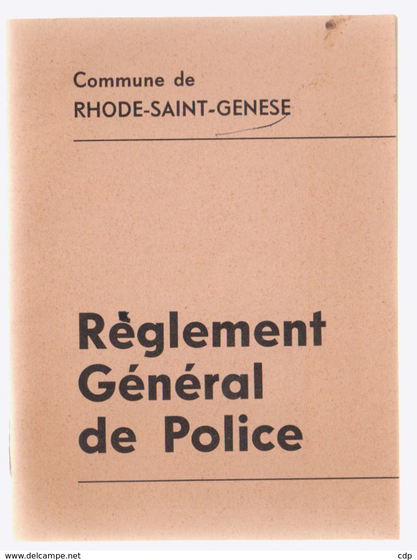 Rhode St Genèse  Réglement De Police - Autres & Non Classés