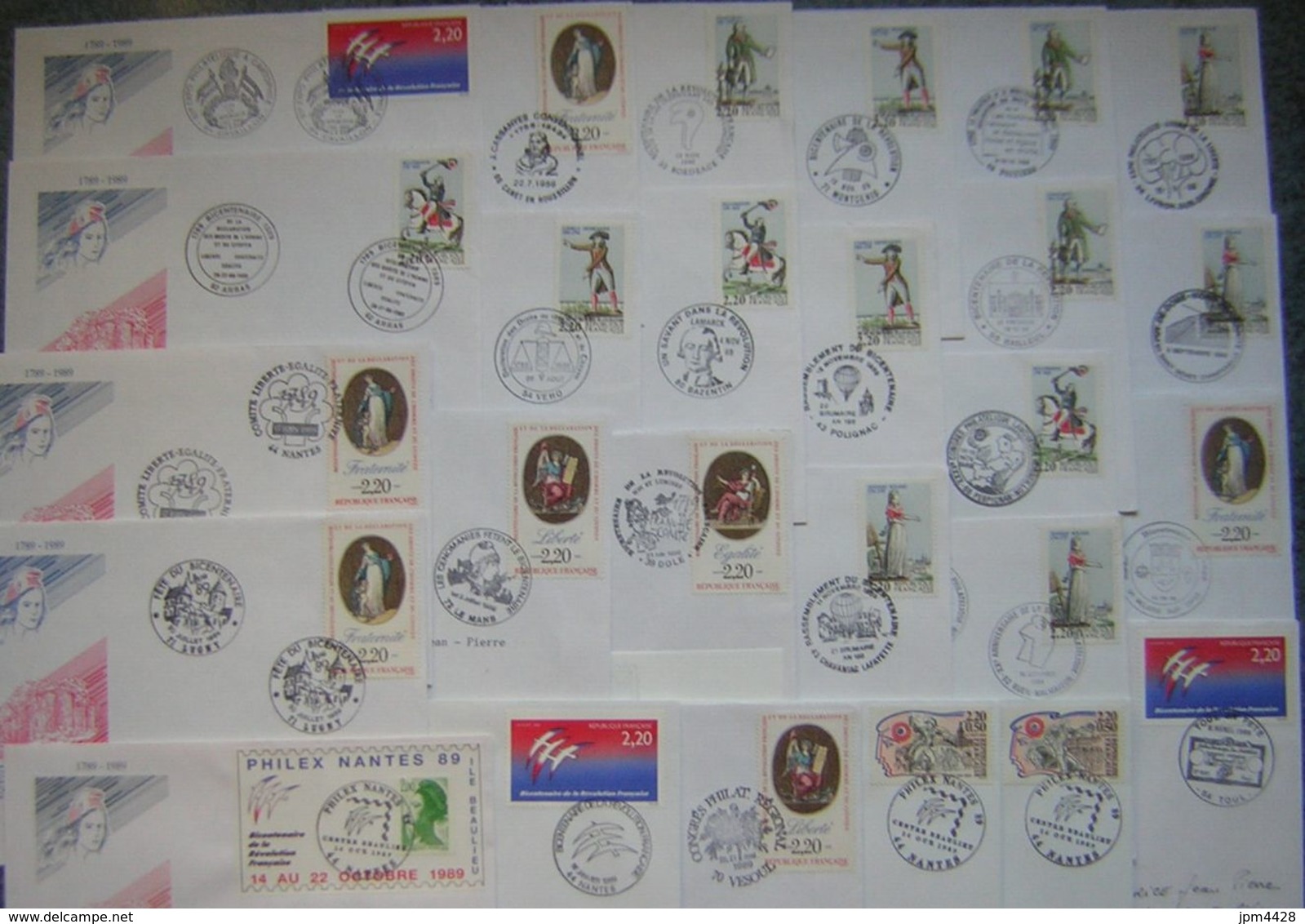 France Révolution Française bicentenaire 1789-1989 - lot 176 Enveloppes oblitérations temporaires différentes, et 1 bloc