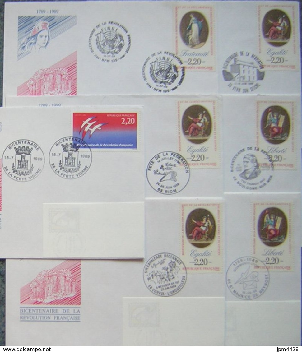 France Révolution Française bicentenaire 1789-1989 - lot 176 Enveloppes oblitérations temporaires différentes, et 1 bloc