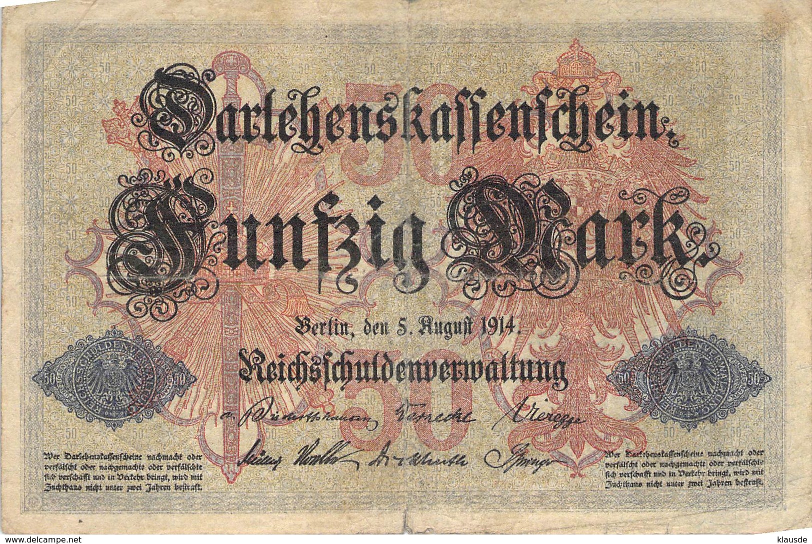 50 Mark Reichsbanknote VF/F (III) - 50 Mark