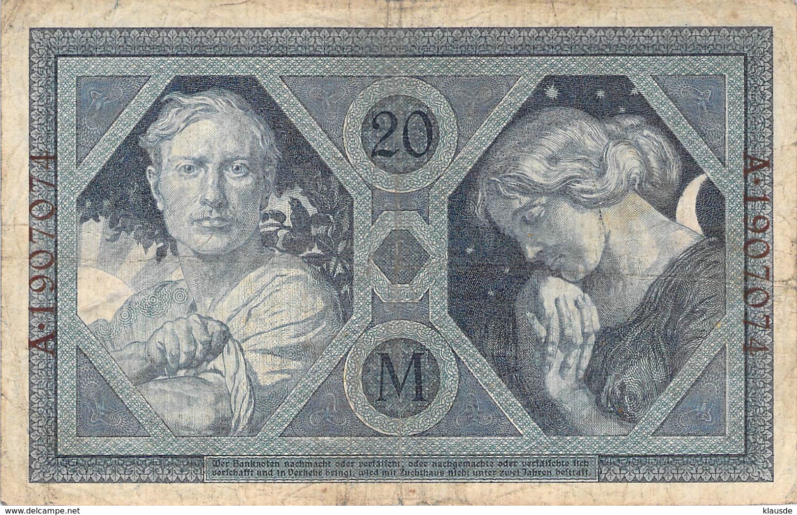 20 Mark Reichsbanknote VF/F (III) - 50 Mark