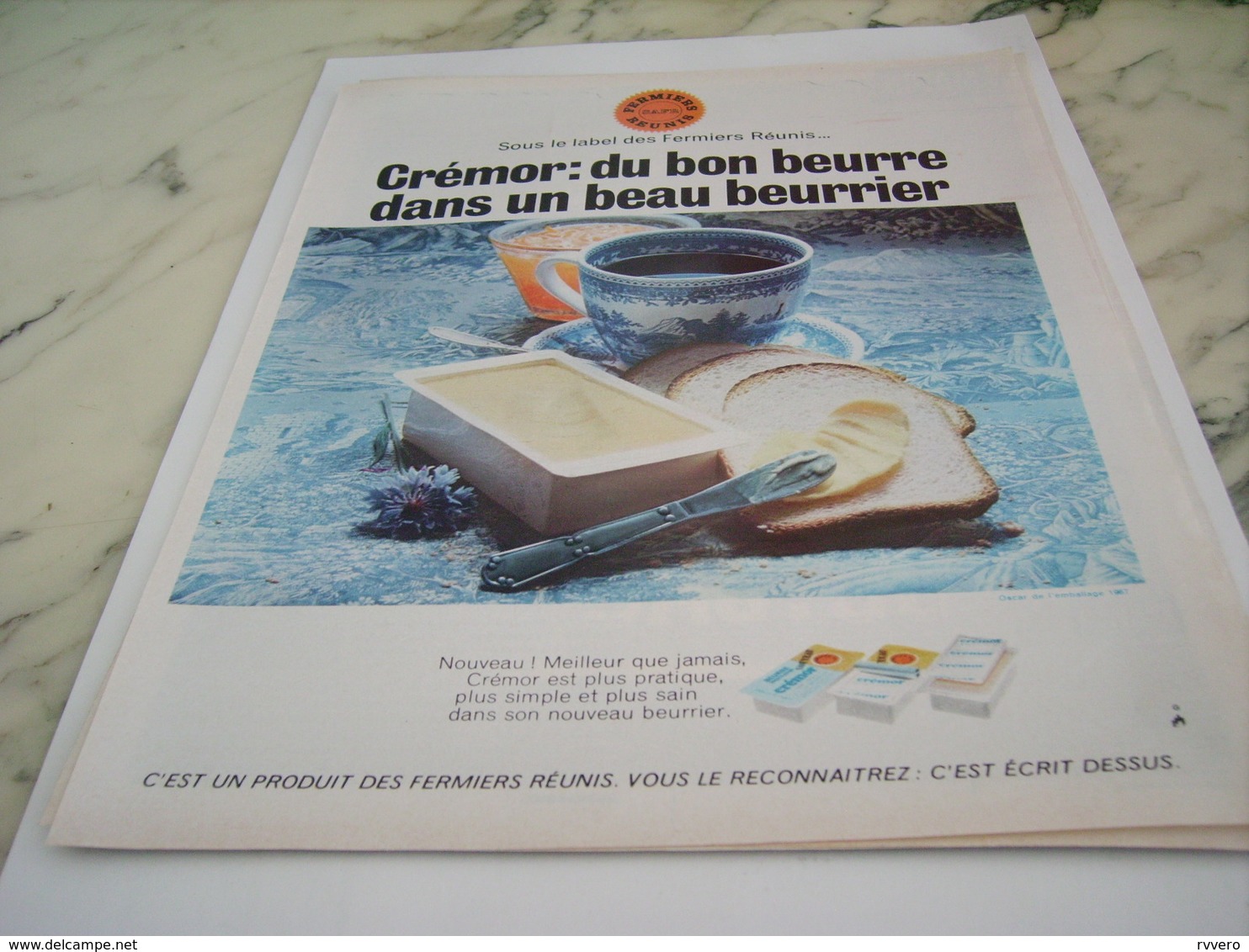 ANCIENNE  PUBLICITE    BEURRE  DE CREMOR 1968 - Affiches