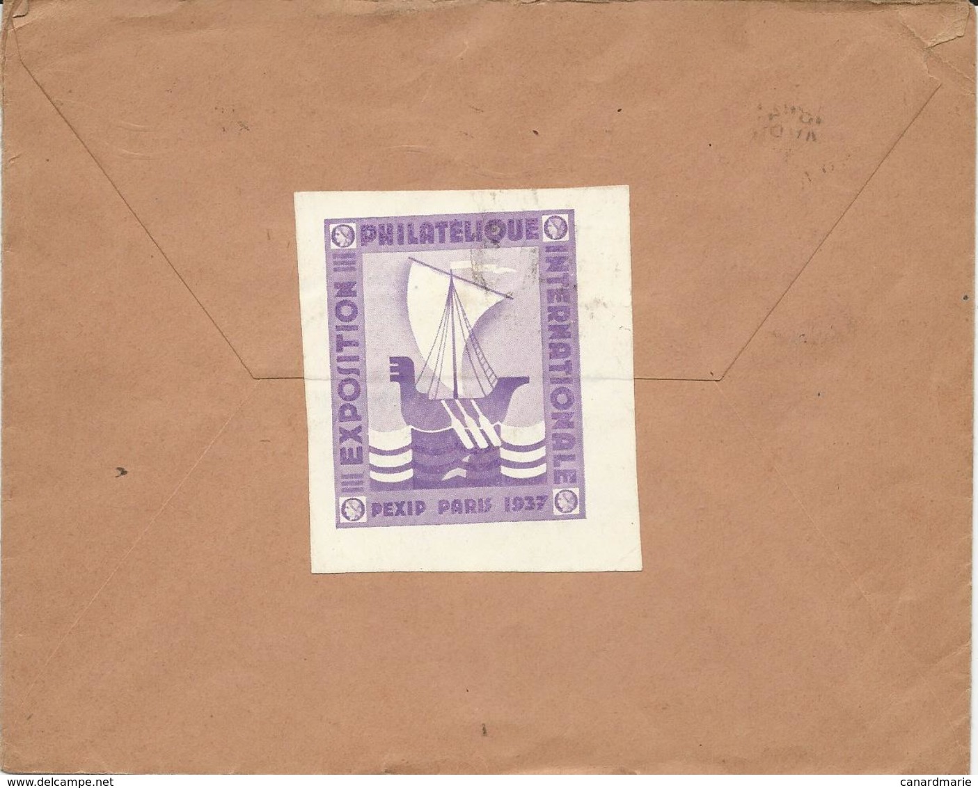 LETTRE 1937 POUR L'ALLEMAGNE AVEC  TIMBRE ET VIGNETTE EXPOSITION PHILATELIQUE INTERNATIONALE - 1921-1960: Moderne