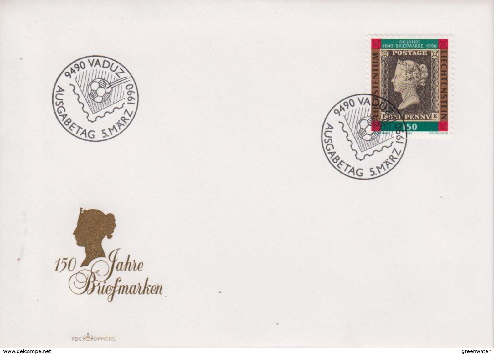 Liechtenstein 1990 150J. Briefmarken / Penny Black 1v  FDC (43884) - FDC