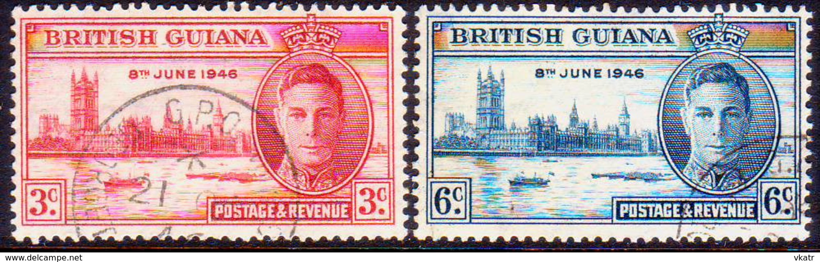 BRITISH GUIANA 1946 SG 320-21 Compl.set Used Victory - British Guiana (...-1966)