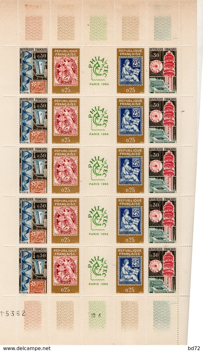 PHILATEC PARIS 1964 - Feuille De 5 Bandes - Hojas Completas