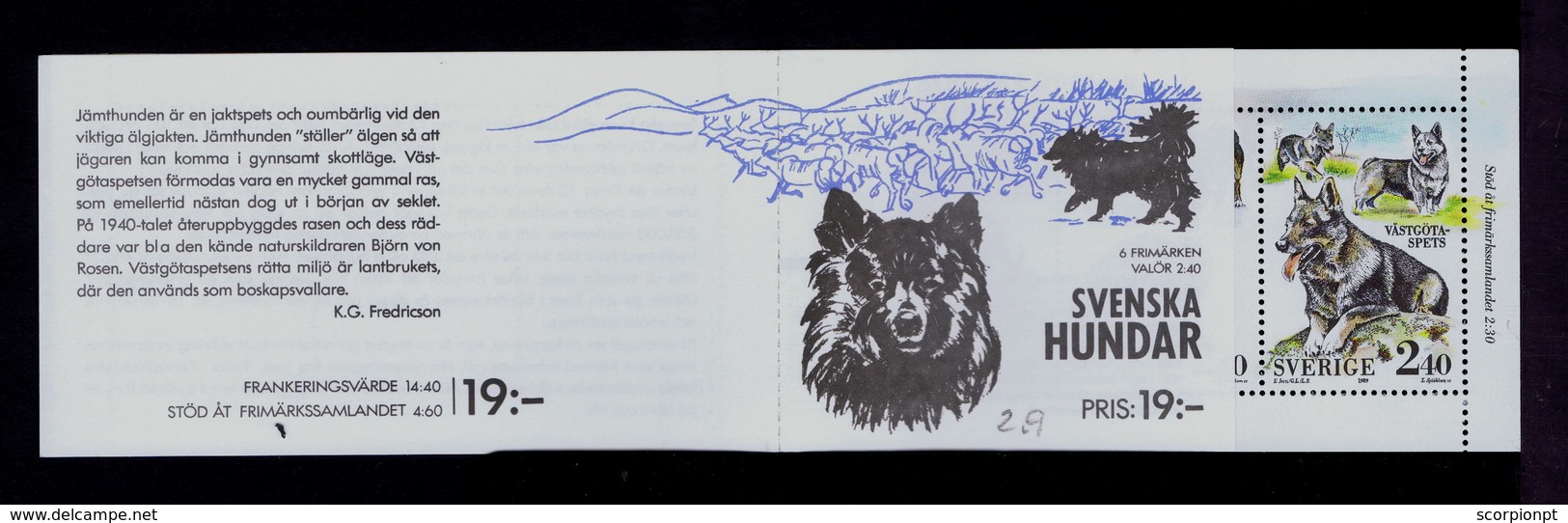 Dogs Chiens Sverige 1989 Carnet Sp5964 - Chiens