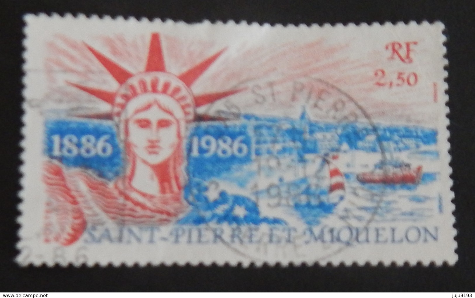 SAINT PIERRE ET MIQUELON  YT 471 CAD 19-12-1986 "STATUE DE LA LIBERTÉ" - Gebruikt