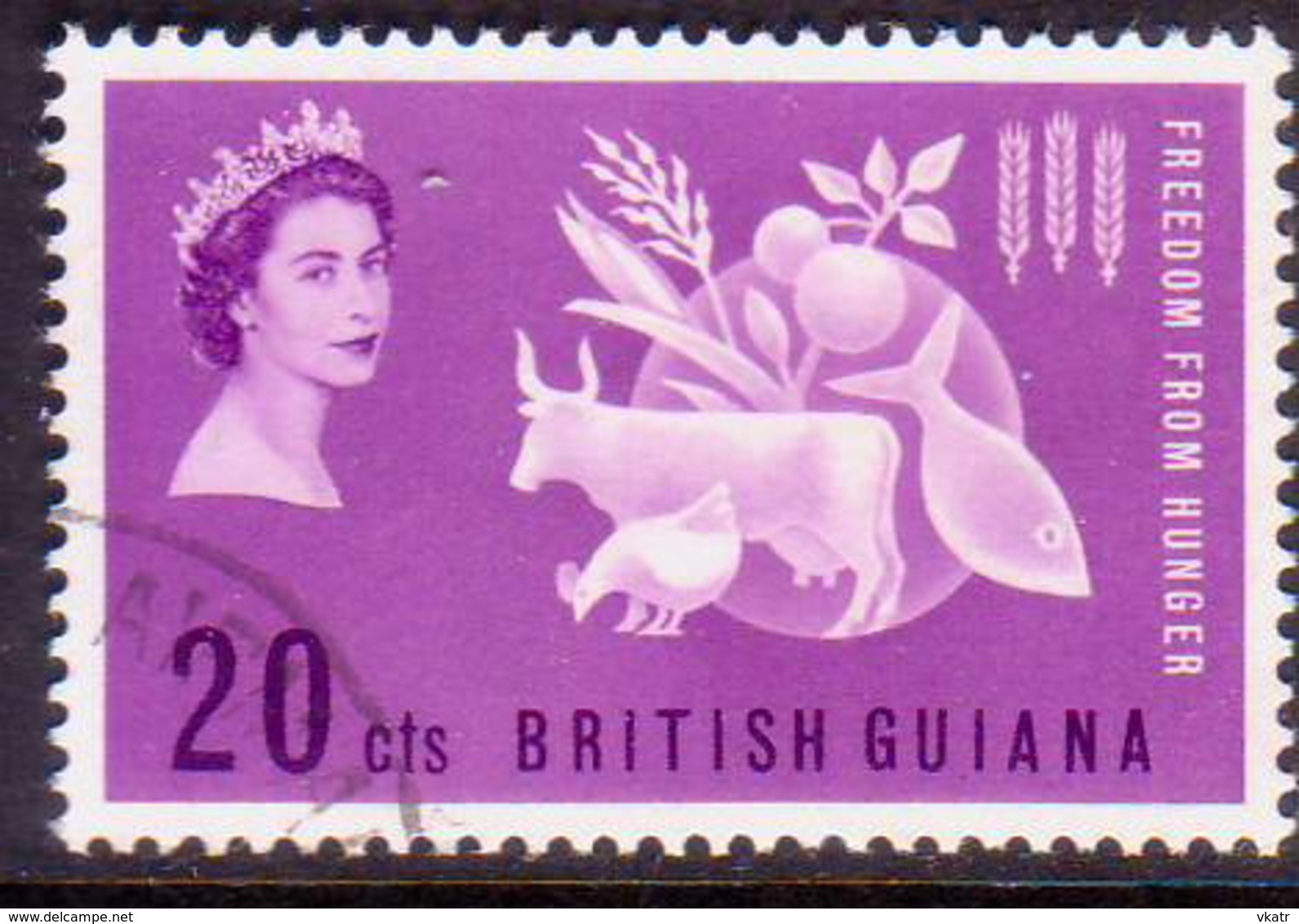 BRITISH GUIANA 1963 SG 349 20c Used Freedom From Hunger - British Guiana (...-1966)