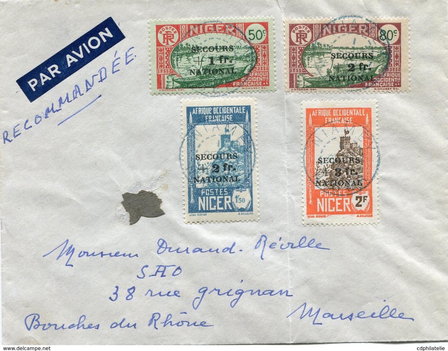 NIGER LETTRE PAR AVION DEPART MIAMEY 1 SEPT 42 NIGER POUR LA FRANCE - Lettres & Documents