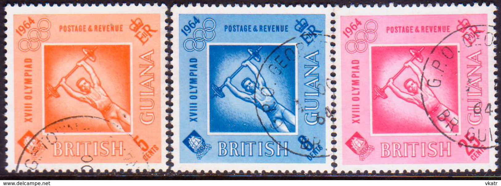 BRITISH GUIANA 1964 SG 367-69 Compl.set Used Olympic Games, Tokyo - British Guiana (...-1966)