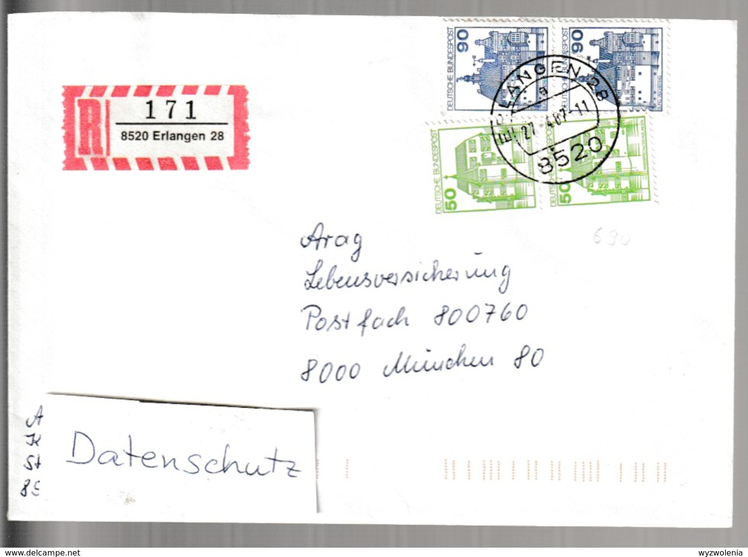 H 215) BRD Mi# 1038 R Mit Nr. 690, Mi# 997 Auf Einschreiben: 8520 Erlangen 28 - Otros & Sin Clasificación