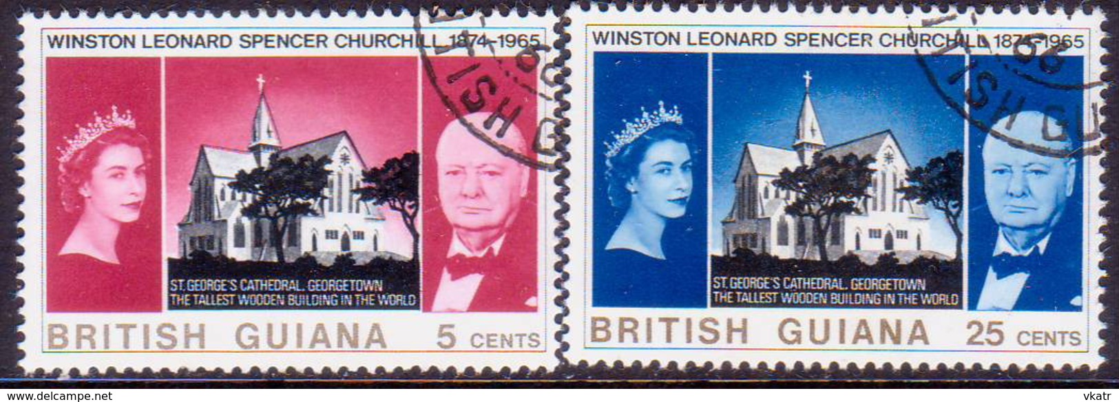 BRITISH GUIANA 1966 SG 374-75 Compl.set Used Churchill Commemoration - Brits-Guiana (...-1966)