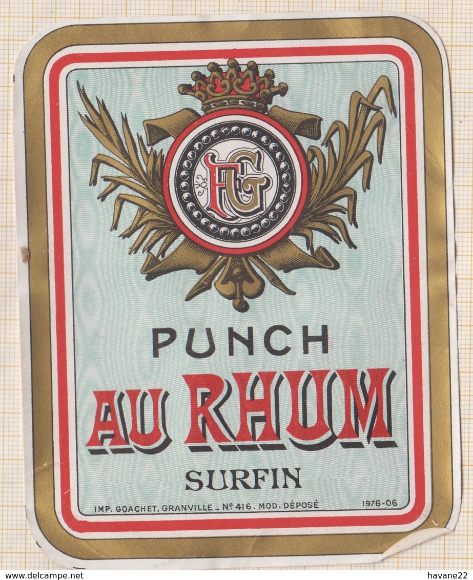 9AL1735 ETIQUETTE PUNCH AU RHUM SURFIN - Autres & Non Classés