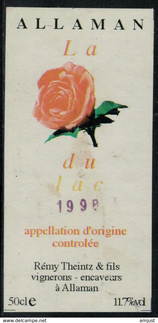 Etiquette De Vin // Allaman, La Rose Du Lac 1998 - Blumen