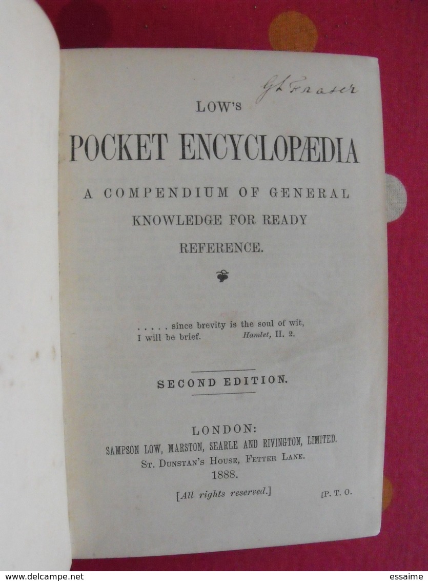 Low's Pocket Encyclopaedia. Sampson Low, London, 1888 - 1850-1899