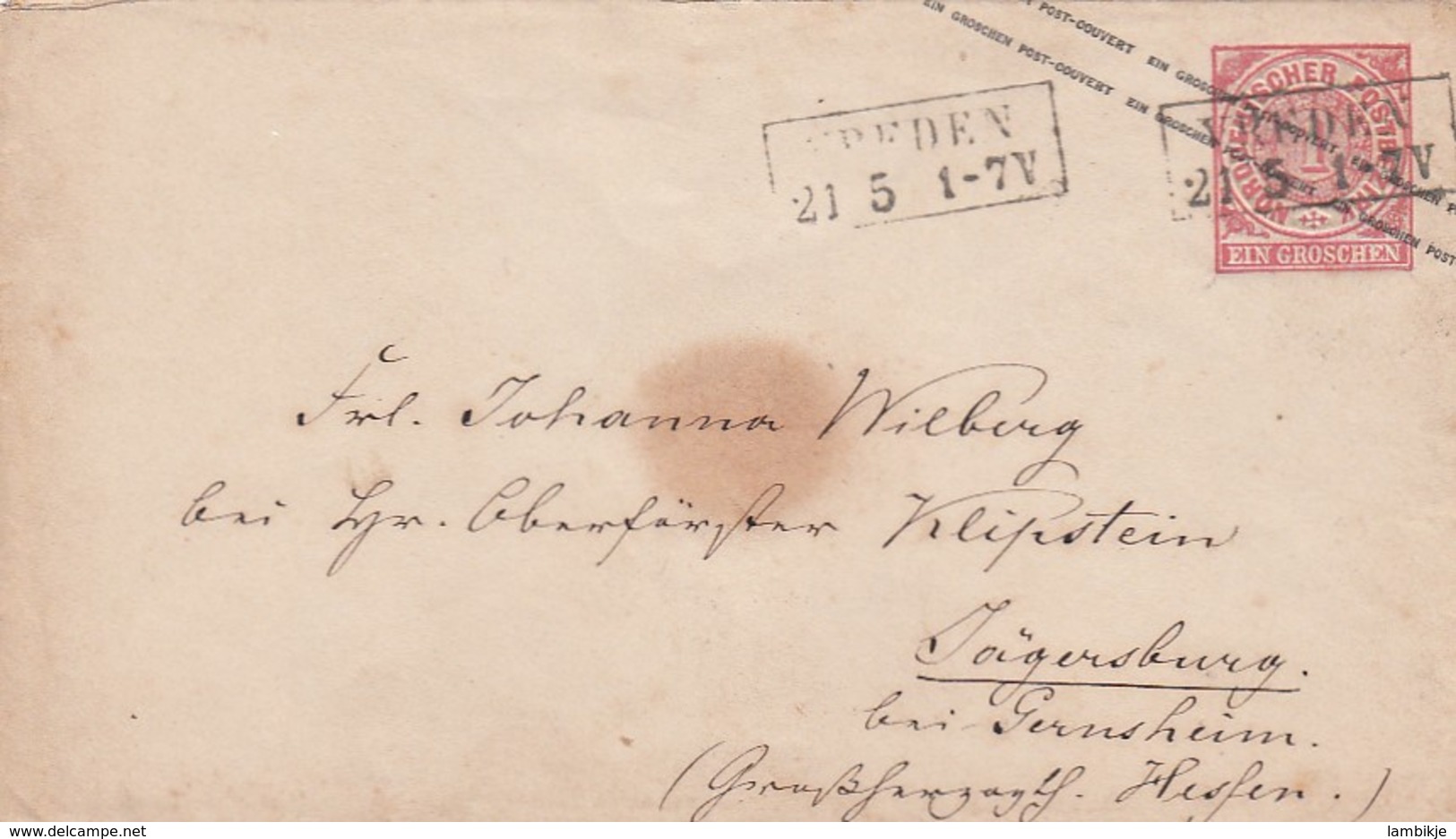 AD Nord Deutscher Postbezirk Umschlag 1869-1871 - Autres & Non Classés