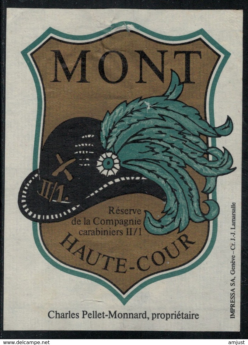 Etiquette De Vin // Mont, Réserve De La Compagnie Carabiniers II/I - Military