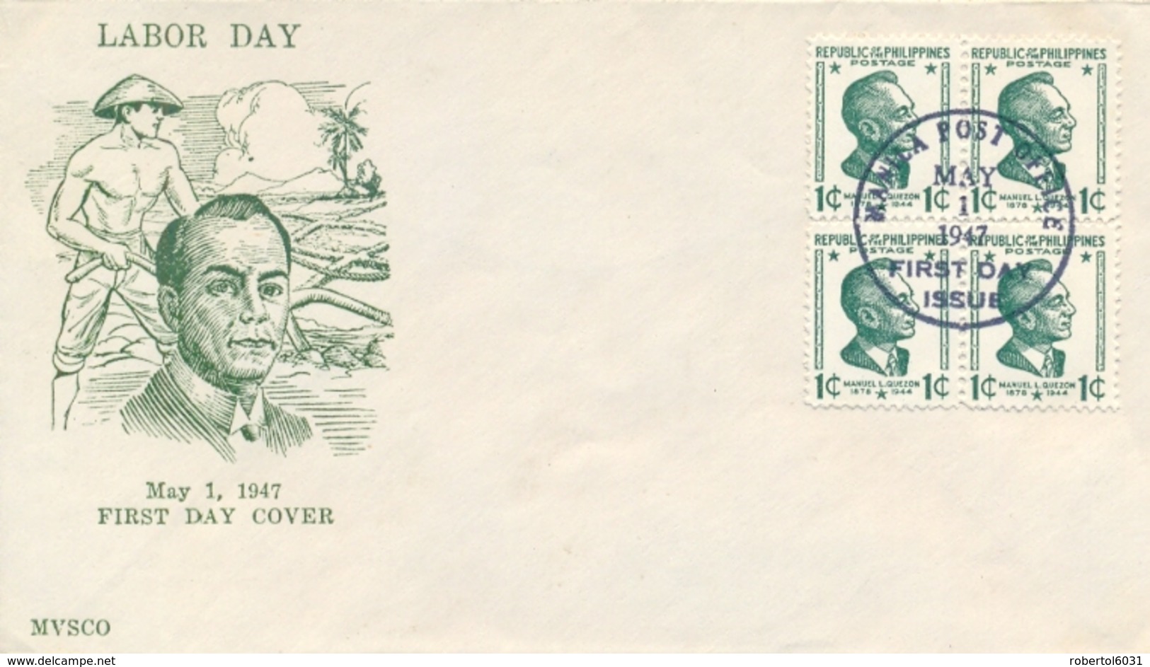 Philippines 1947 FDC Manuel Quezon - Filippine