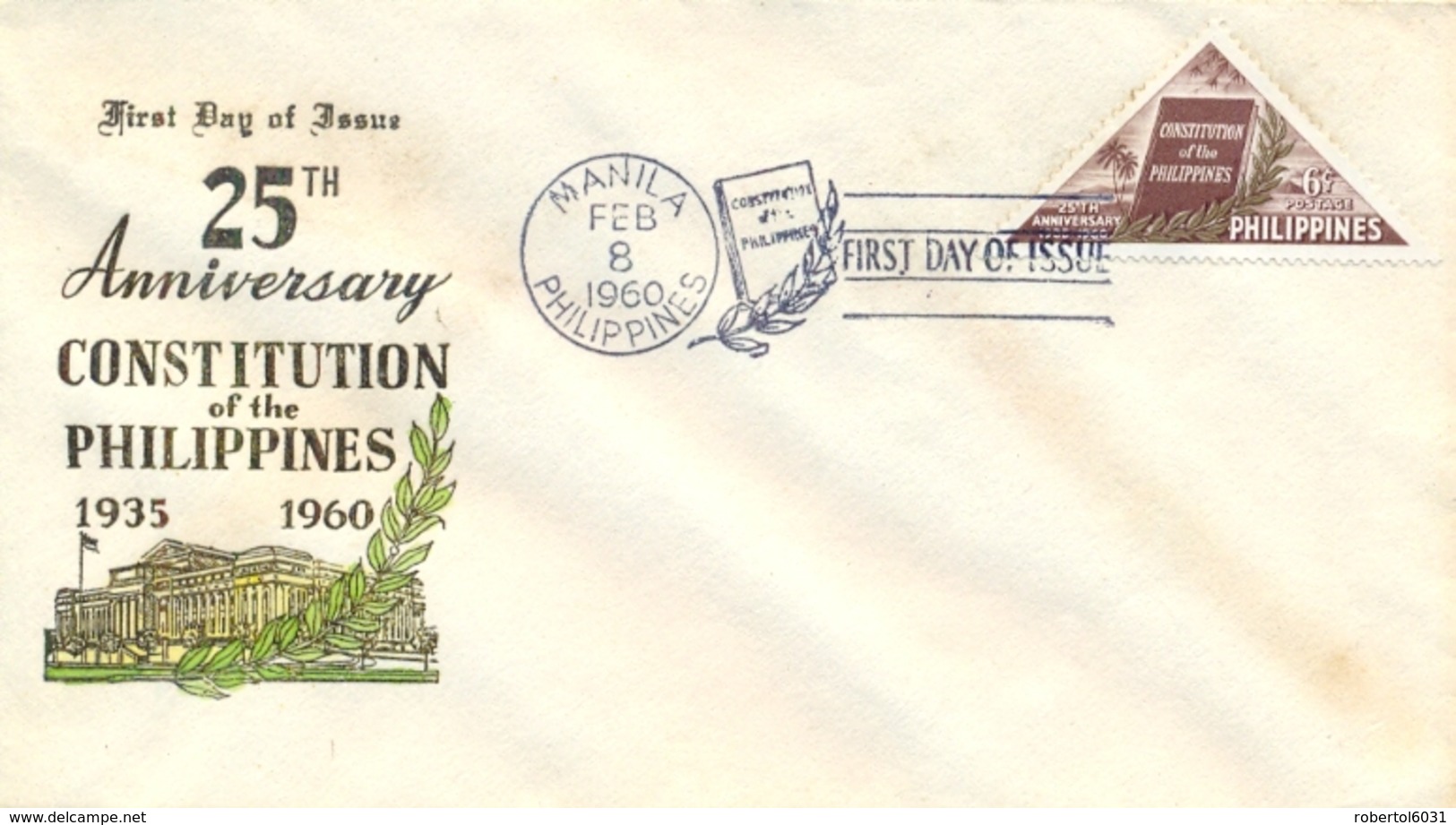 Philippines 1960 FDC 25th Anniversary Constitution Of The Philippines - Filippine