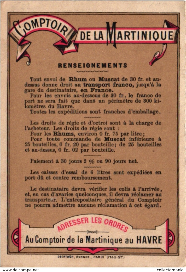 1 Carte Pliante RHUM St Pierre Martinique Havre Entrepôt Comptoir De La Martinique - Rhum
