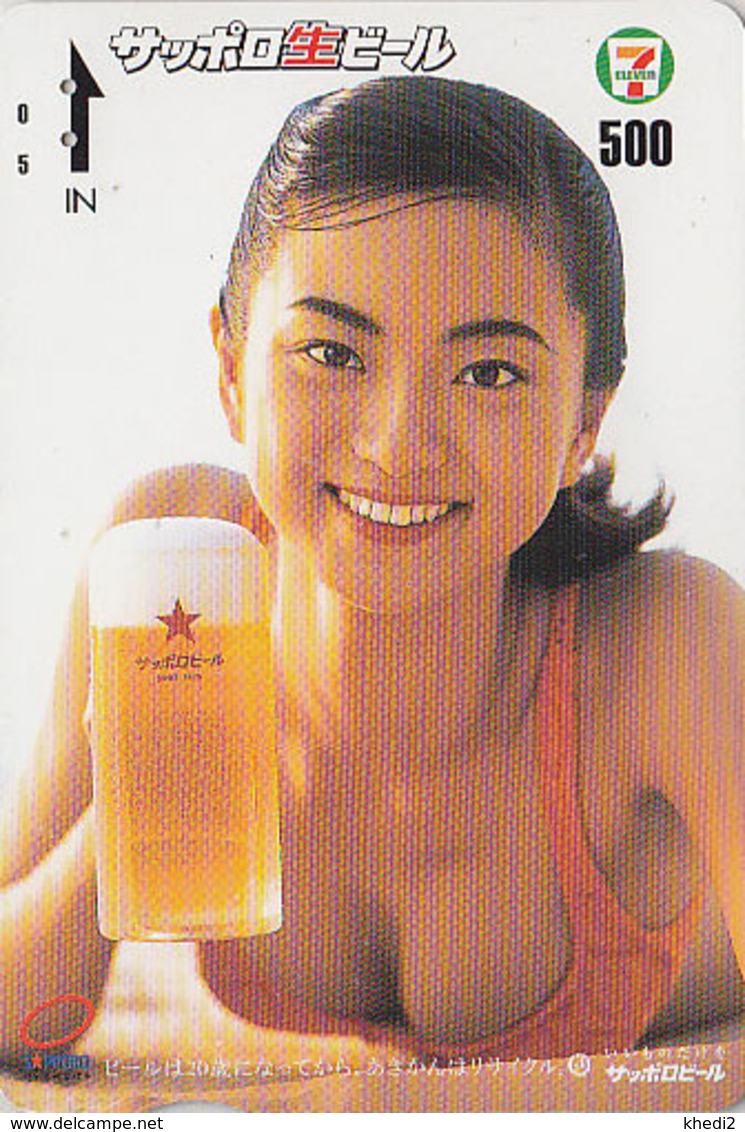 Carte Prépayée Japon Quo 7/11 - BIERE SAPPORO & FEMME- BEER & Erotic BIKINI GIRL Japan Prepaid Card  - BIER CERVEZA  812 - Publicité