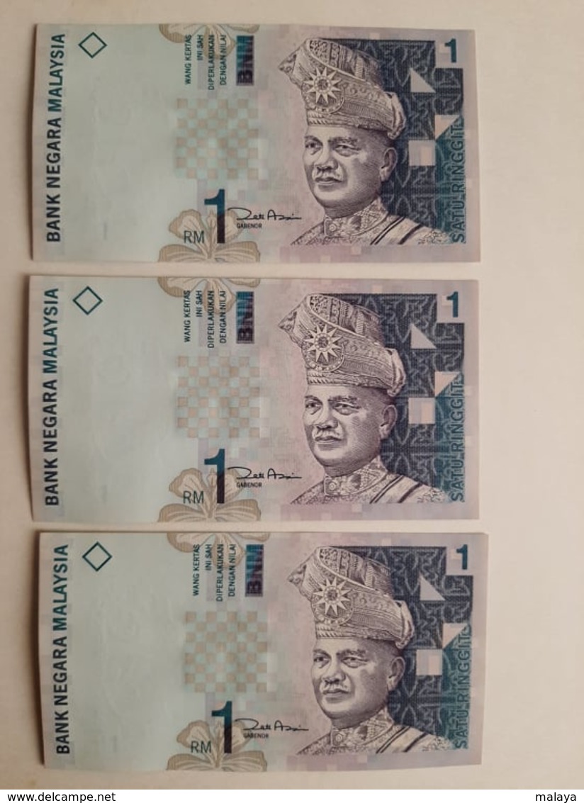 Malaysia 1 Ringgit RM1 2012 ZV 1 Zero Replacement Paper Zeti UNC 11th 3 Running - Malaysia