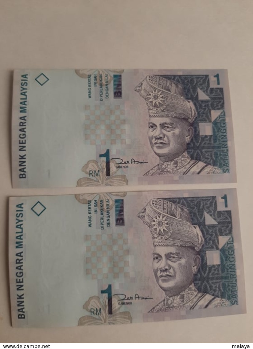 Malaysia 1 Ringgit RM1 2012 ZV 1 Zero Replacement Paper Zeti UNC 11th 2 Running - Malaysia