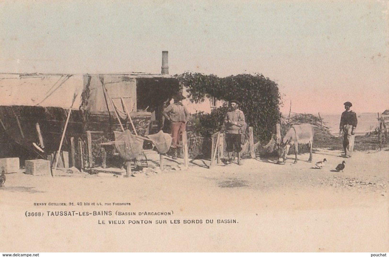 D14-33) TAUSSAT LES BAINS (BASSIN D'ARCACHON) LE VIEUX PONTON SUR LES BORDS DU BASSIN  - (ANE ET PECHEURS - 2 SCANS) - Arcachon