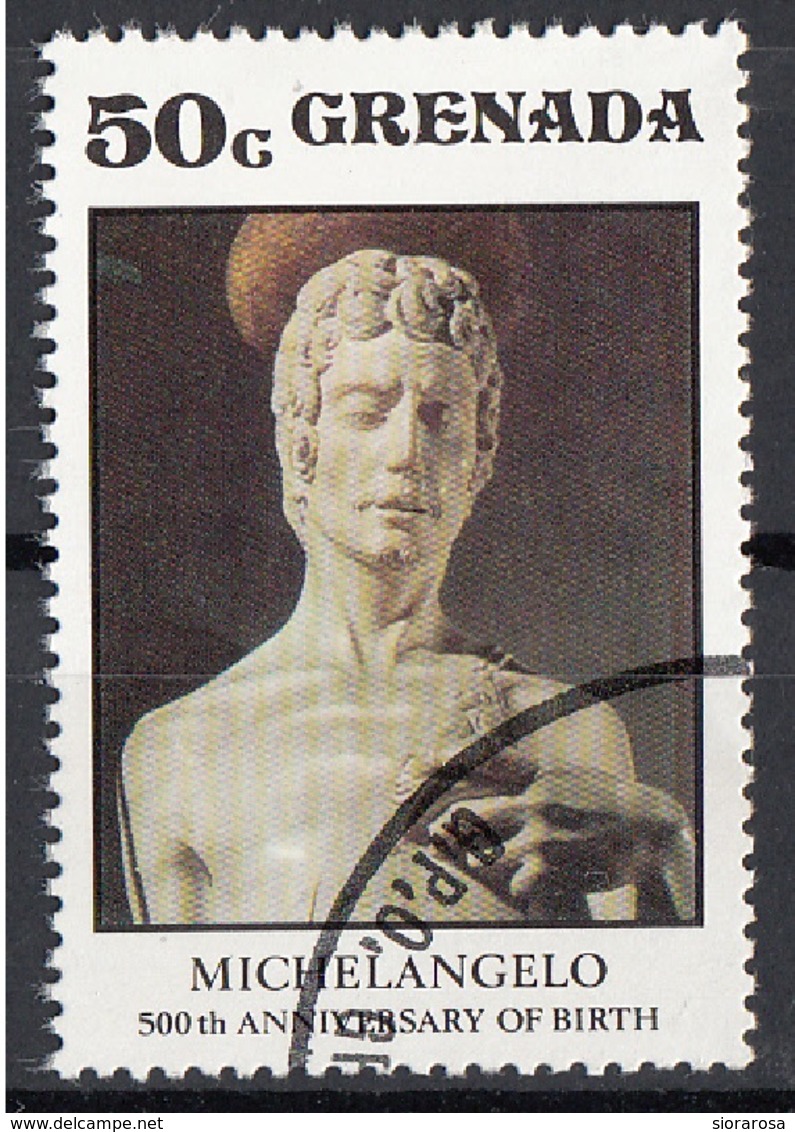 Grenada 1975 Sc. 680 "S. Giovanni Battista" Scultura In Marmo Di Michelangelo Buonarotti Nuovo CTO - Grenada (1974-...)