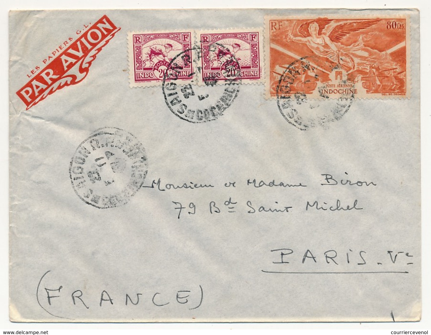 INDOCHINE - Lot de 10 lettres diverses 1932 à 1940, recommandée, avions, aérogrammes...