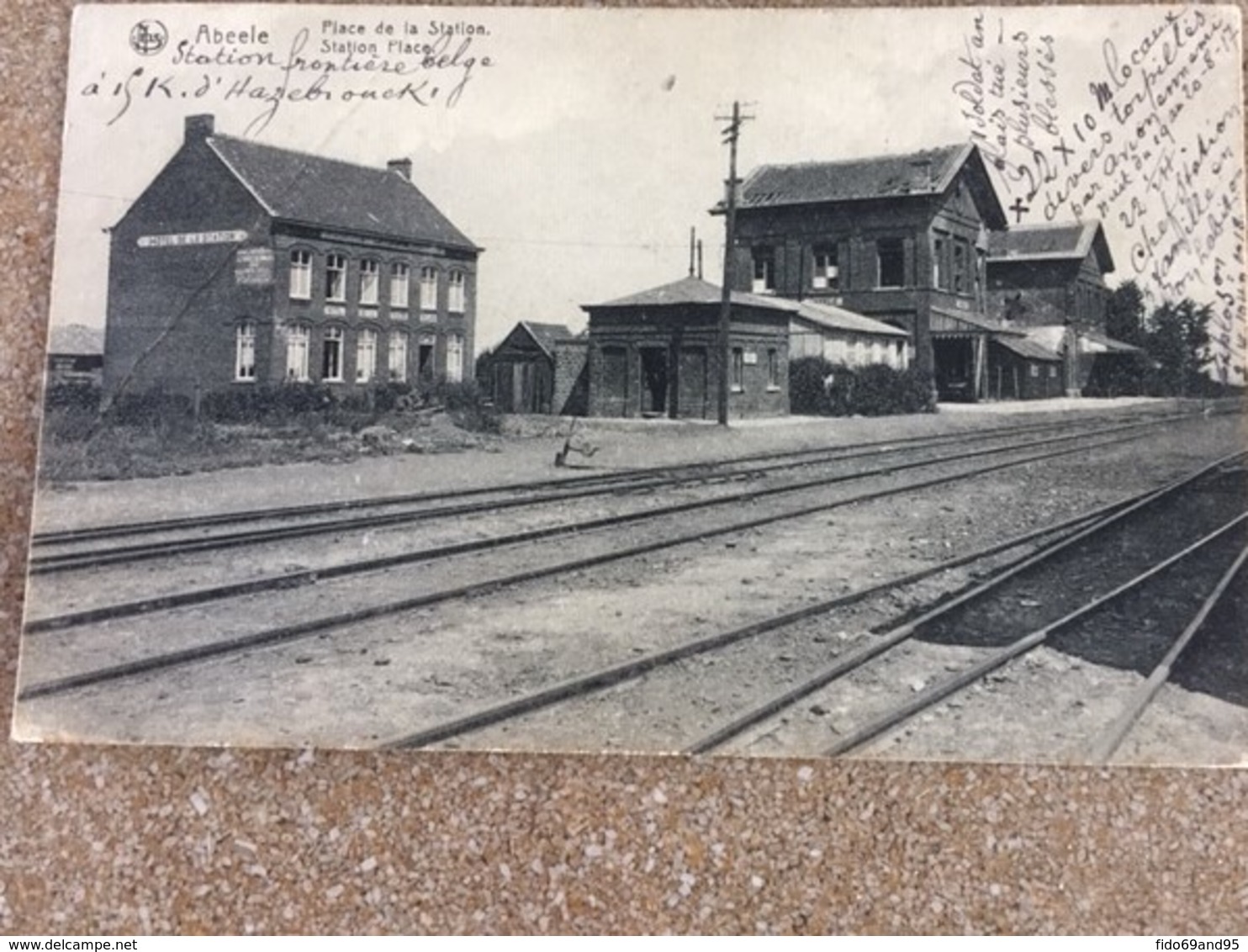 Postkaart 20/081917  Abeele Station , La Gare D'Abeele Poperinghe + Hotel De La Station - Poperinge