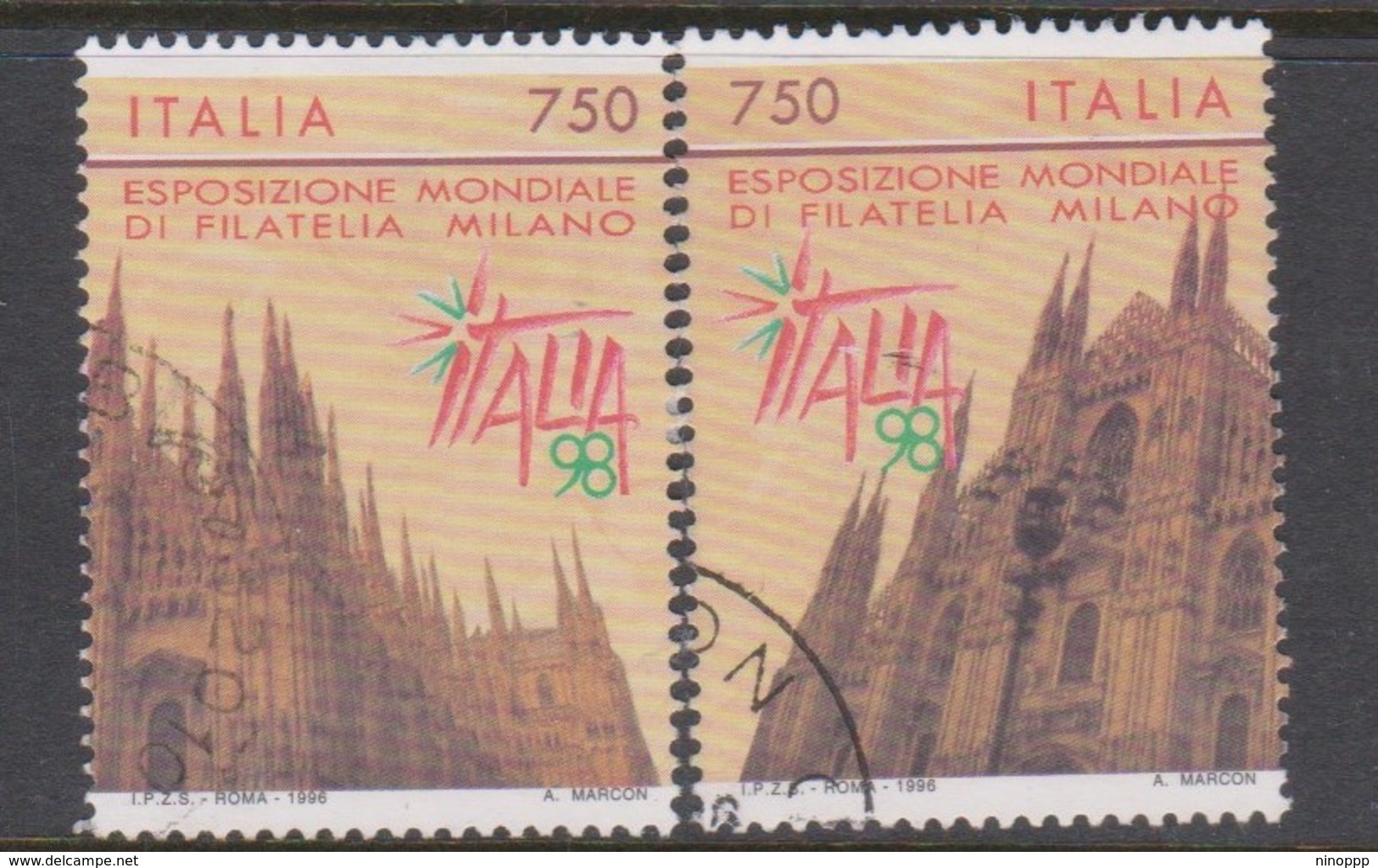 Italy Republic S 2205-2206 1996 Italia 98 Philatelic Exhibition ,used - 1991-00: Used