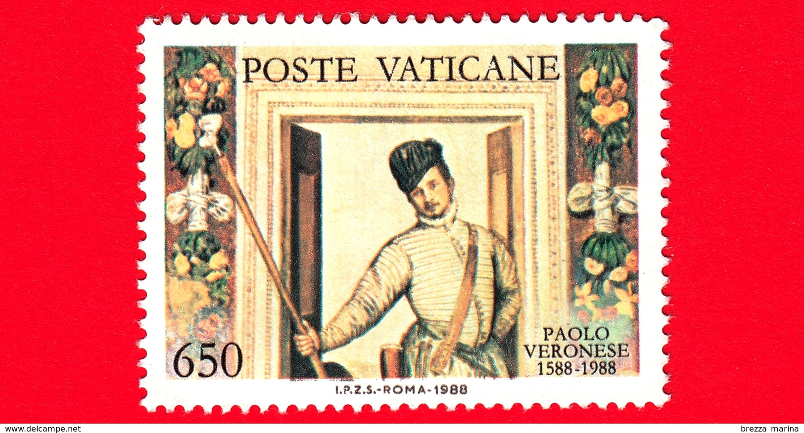 VATICANO - Usato - 1988 - 4º Centenario Della Morte Di Paolo Caliari, Detto Il Veronese - 650 L. • Autoritratto - Used Stamps
