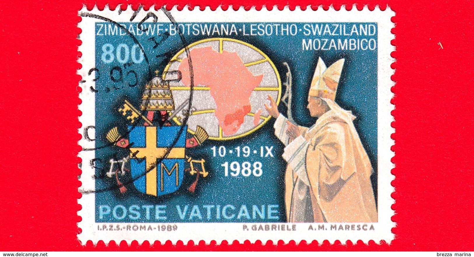 VATICANO - Usato - 1989 -  Viaggi Di Giovanni Paolo II Nel 1988 - 800 L. • Sud Africa - Used Stamps